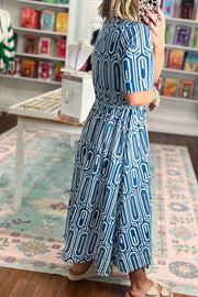 Vibrant Geometric Print Shirt Collar Dress