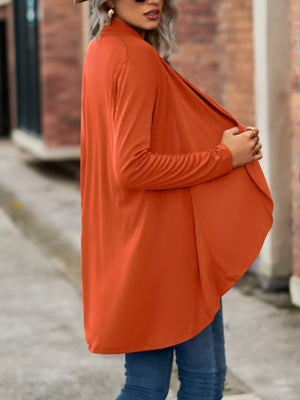 Open-front Dropped Shoulder Cardigan in Burgundy with dropped shoulder