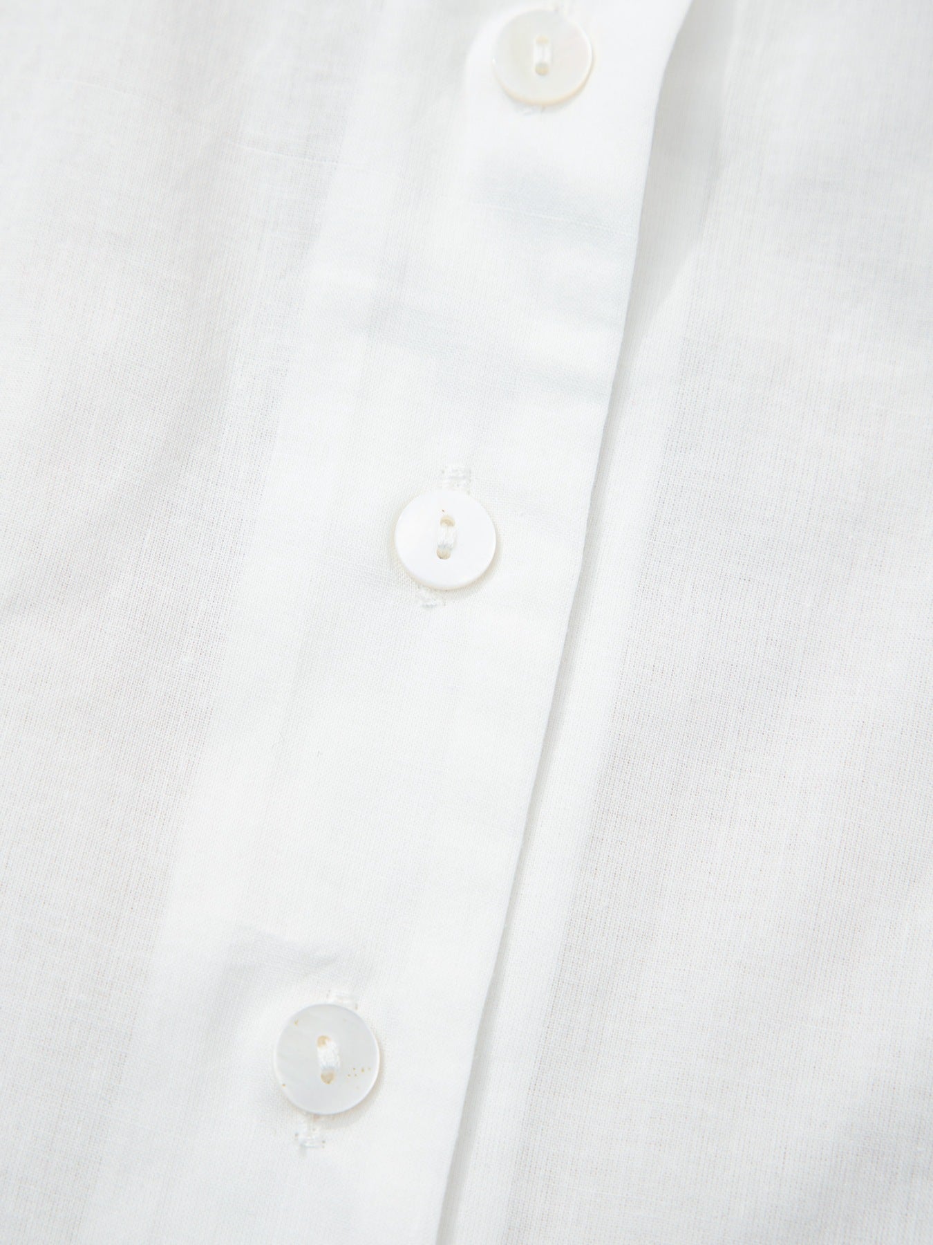 White cotton eyelet embroidered sheer button-down shirt with pearl buttons