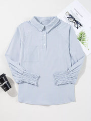 Effortlessly Chic Smocked Cuff Button Shirt