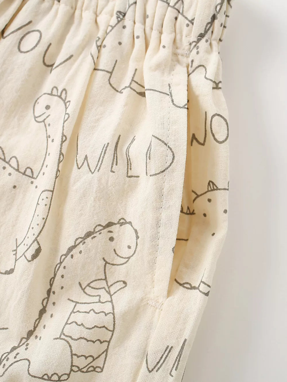 Children's Dinosaur Print Elastic Waist Pants, model styling view
