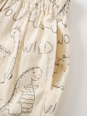Children's Dinosaur Print Elastic Waist Pants, model styling view