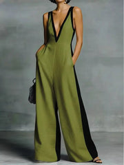 Deep V-neck Wide-leg Jumpsuit, product detail