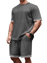 Casual Striped Tee And Shorts Ensemble