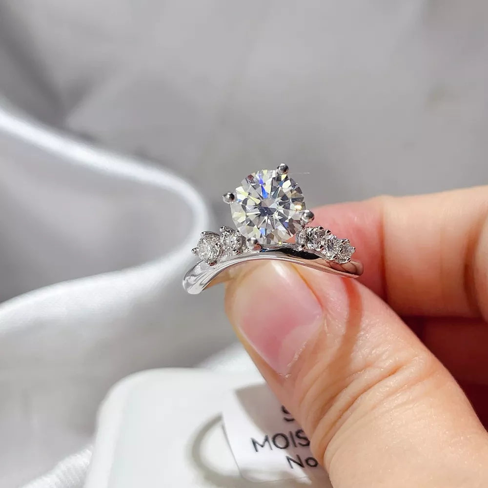 0.3 Carat 925 Sterling Silver Moissanite Ring, front view