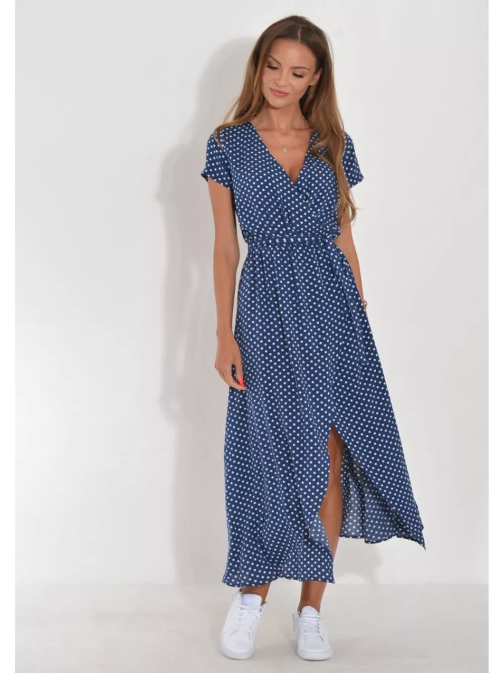 Floral Surplice Midi Dress With Tie Waist