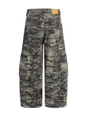 Men's urban camouflage cotton cargo pants with multiple pockets and a relaxed fit.