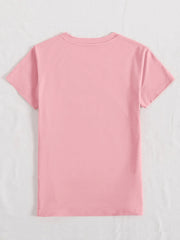 Dusty Pink crewneck t-shirt with short sleeves and a relaxed fit.