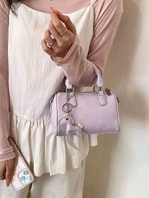 Top Handle Crossbody Bag in Pink Purple, fabric detail