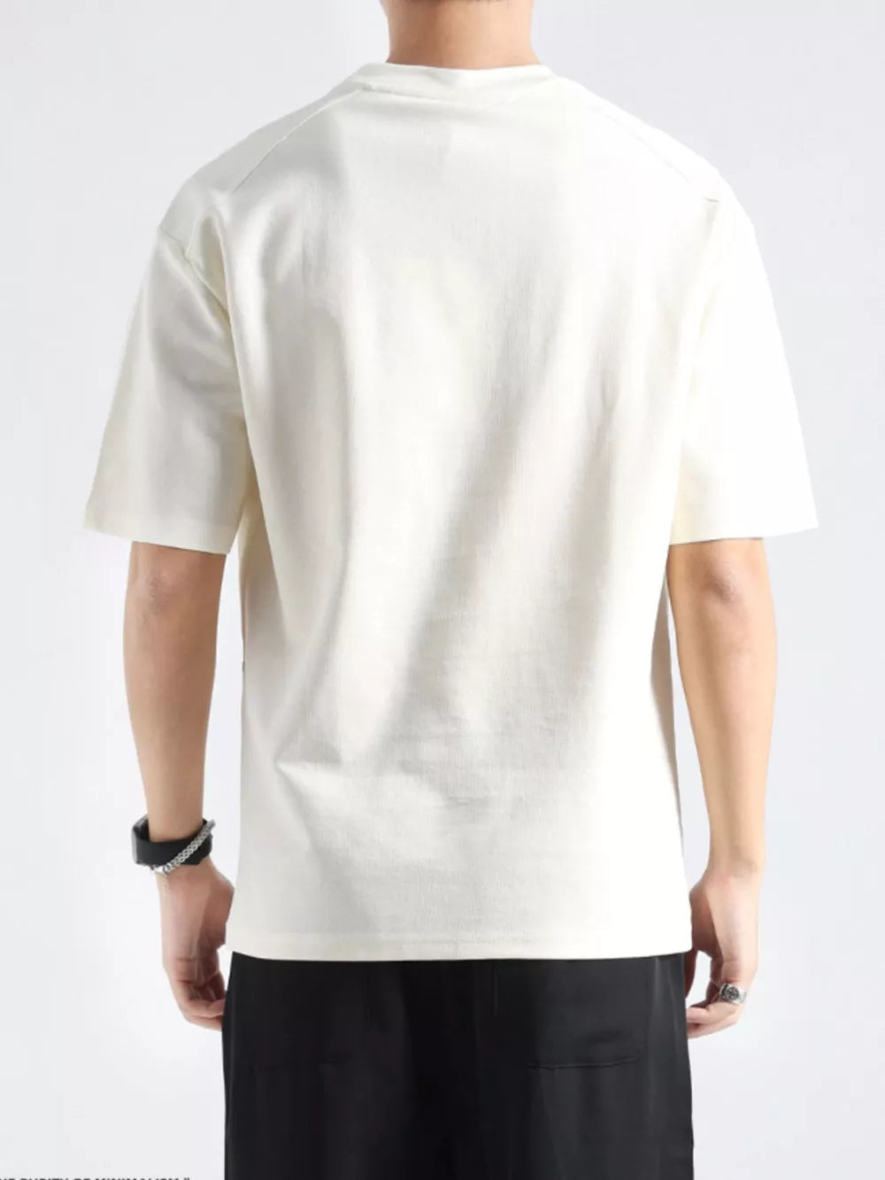 Men's short sleeve cotton tee in apricot with a crew neck.