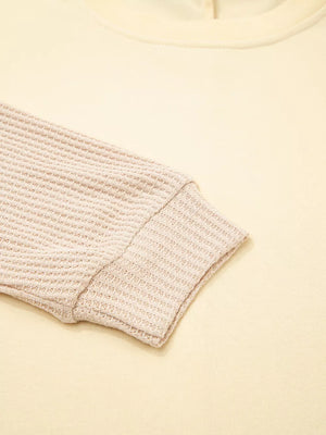 2 In 1 Faux Two Piece Patchwork Sweatshirt in Beige, editorial view