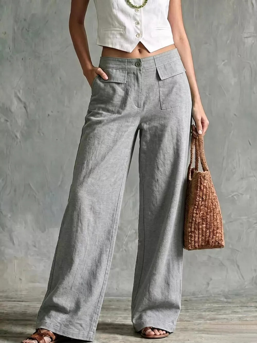 Elevated Wide Leg Pants With Pockets