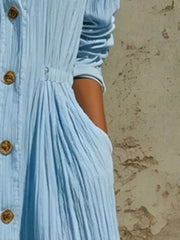 maxi dress in Pink with buttoned and maxi