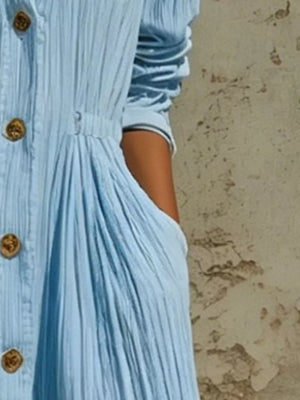 maxi dress in Pink with buttoned and maxi