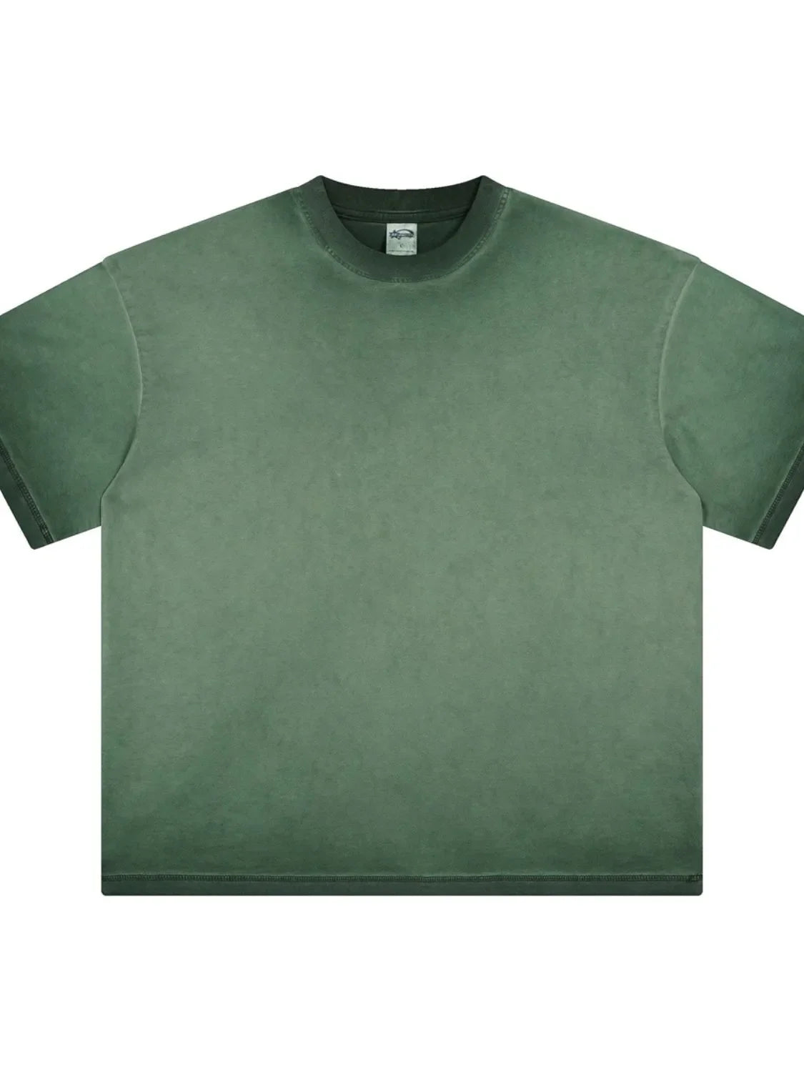 Pigment-dyed oversized tee in Moss green with a crew neck and short sleeves.