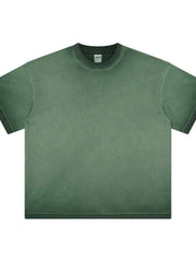 Pigment-dyed oversized tee in Moss green with a crew neck and short sleeves.