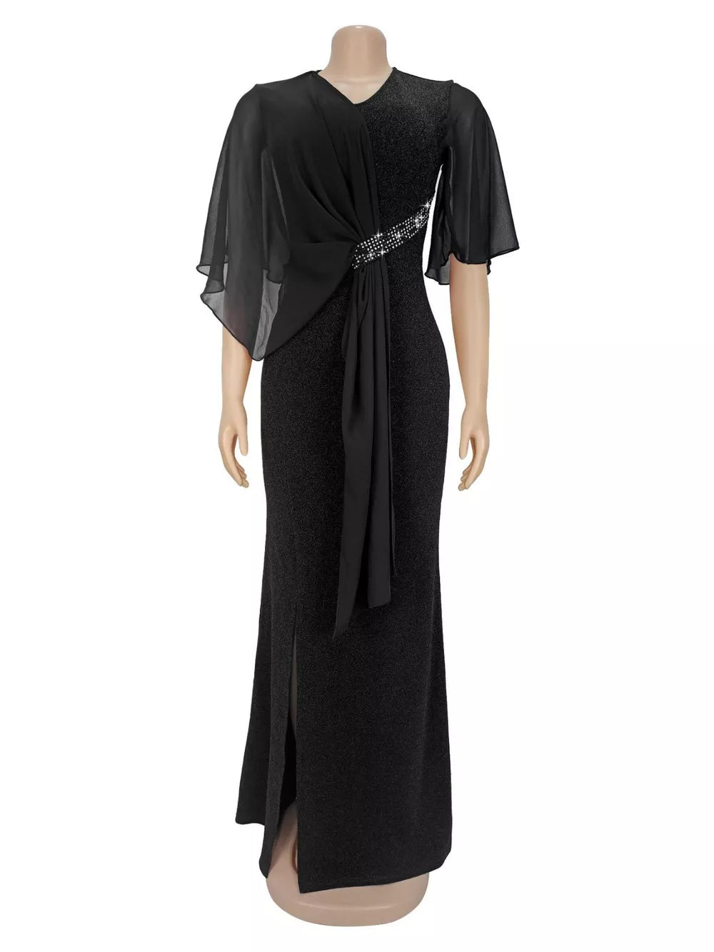 glam maxi dress in Black with v-neck