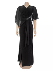 glam maxi dress in Black with v-neck