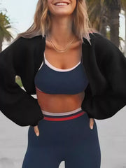 cardigan in Green with cropped and cropped