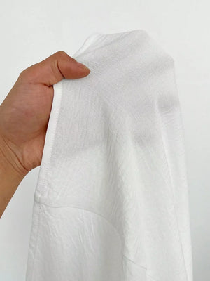 Ruched Button-front Puff Sleeve Mini Dress in White, back view