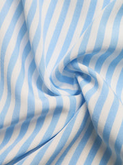 Blue and white striped maxi dress fabric detail