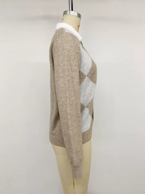 Button-down Ribbed Sweater in Khaki, view 12