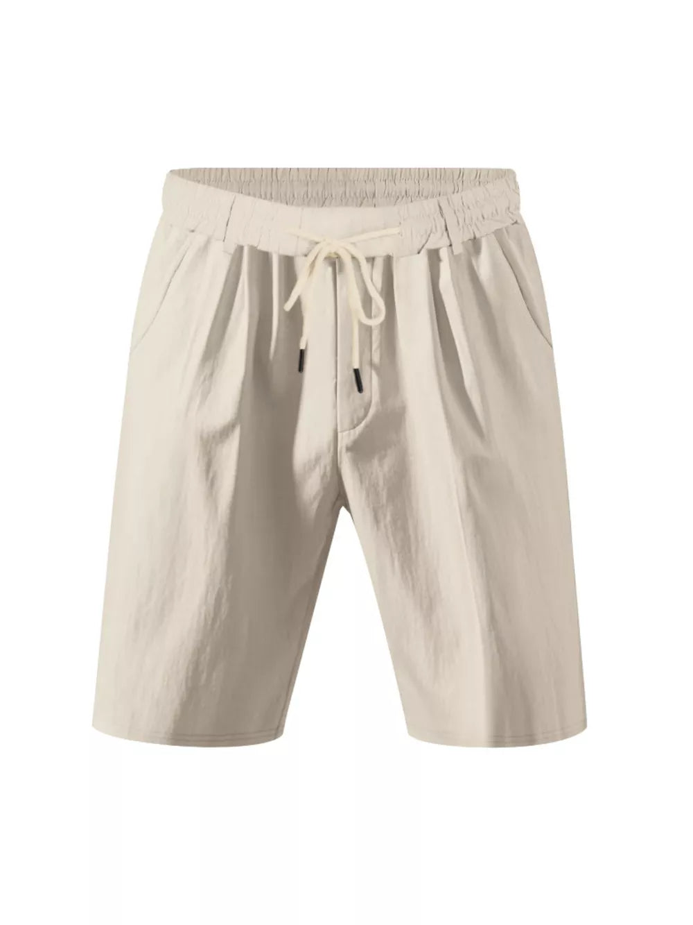 Khaki chino shorts with drawstring waist and pockets