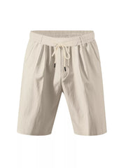 Khaki chino shorts with drawstring waist and pockets
