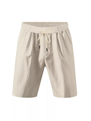 Khaki chino shorts with drawstring waist and pockets