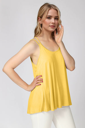 Light Yellow Double Strap Trapeze Cami with a relaxed fit and scoop neckline.