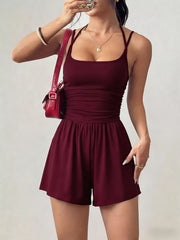 Ruched Spaghetti Strap Romper, alternate angle