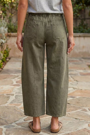 Four Leaf Clover Solid Color Ankle Jeans in Army Green, side view