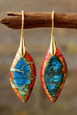 Gemstone kaleidoscope dangle earrings in multicolor with 14K gold-plated tops.