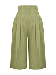 Effortless Smocked Wide-leg Capri Pants