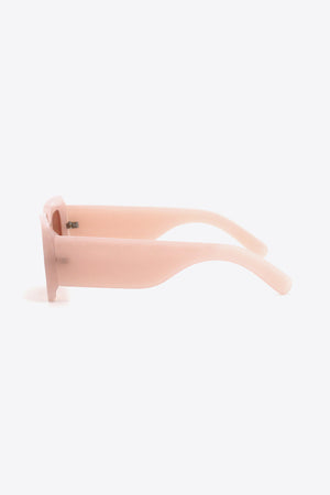 Watermelon pink acetate rectangle sunglasses, side view