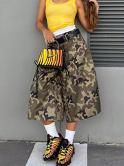 Camouflage Wide-leg Capris in Polish Camouflage, close-up detail