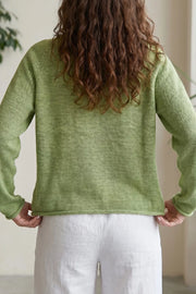 Stylized Fish Graphic Knit Sweater