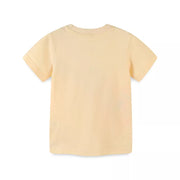 Toddler yellow cotton crew neck t-shirt with guitar graphic on front
