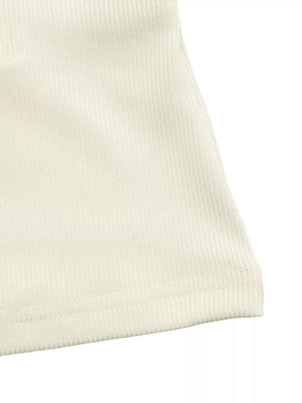 Cream ribbed knit v-neck t-shirt with bow detail