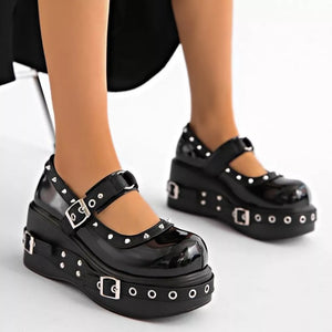 Round Toe Studded Loafers, front view