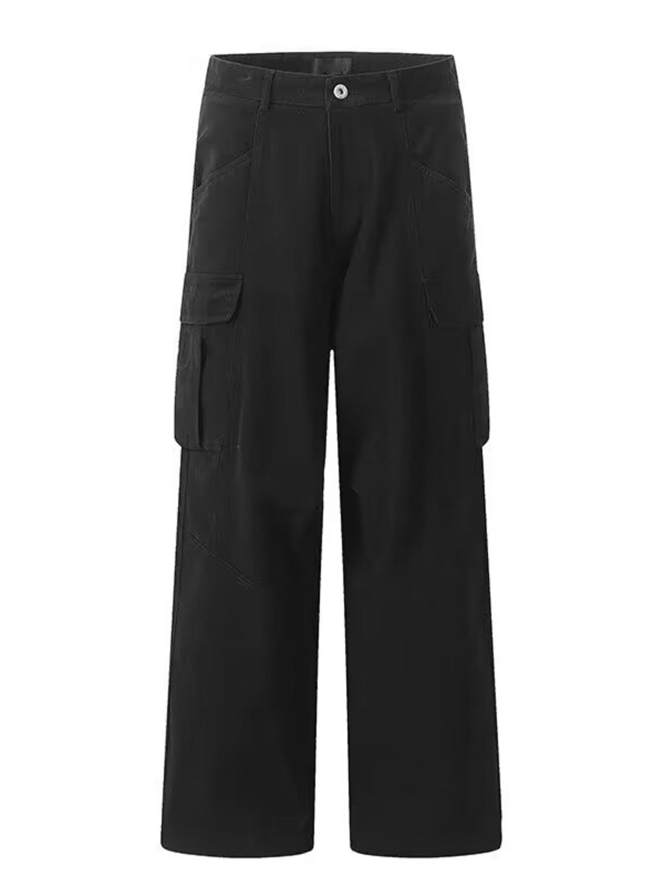 Black cargo sweatpants with a relaxed fit and multiple pockets.