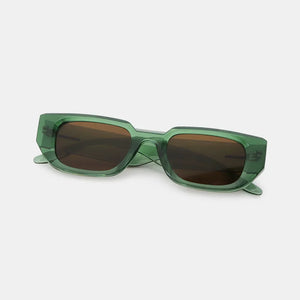 Green smoked acetate angular sunglasses with brown lenses