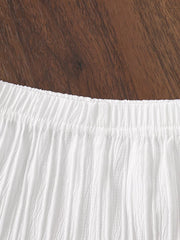 Children's Crochet Trimmed Top And Pants Set in White, back view