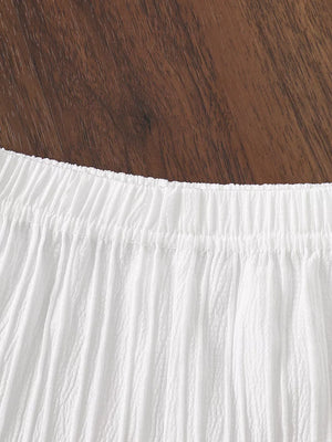 Children's Crochet Trimmed Top And Pants Set in White, back view
