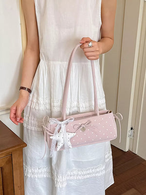 Polka Dot Shoulder Bag in Blush Pink, side view