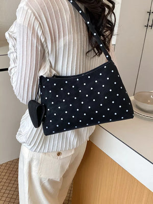 Polka Dot Shoulder Bag in Black, side view