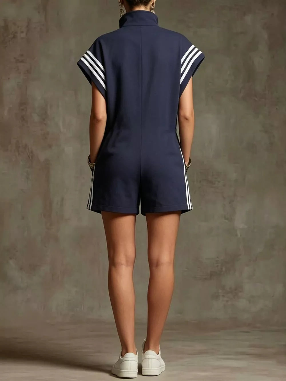 Striped Zip Front Romper, view 11
