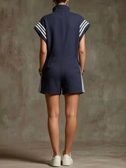 Striped Zip Front Romper, view 11