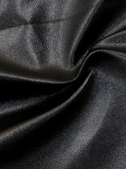 Black faux leather wide leg pants with elastic waistband detail.