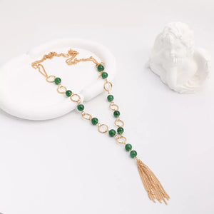 Elegant Tassel Pendant 18k Gold-plated Necklace in Gold, back view